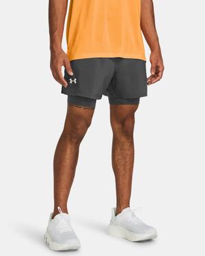 UNDER ARMOUR spodenki męskie do biegania LAUNCH 5&amp;#039;&amp;#039; 2-IN-1 SHORTS szary (M)