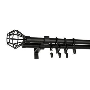 Karnisz podwójny DIAMOND 19/19 mm 200 cm czarny mat zestaw