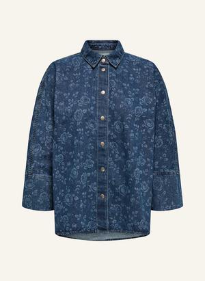 Only Bluzka Jeansowa Z Rękawami 3/4 blau