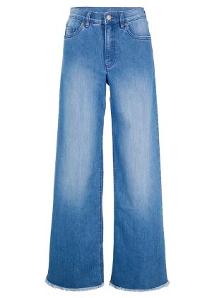 Jeansy ze stretchem wide leg, high waist