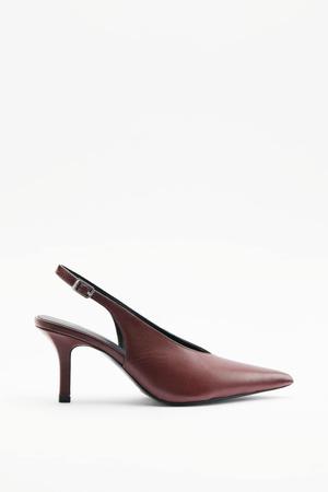 Slingbacki ze skóry na obcasie