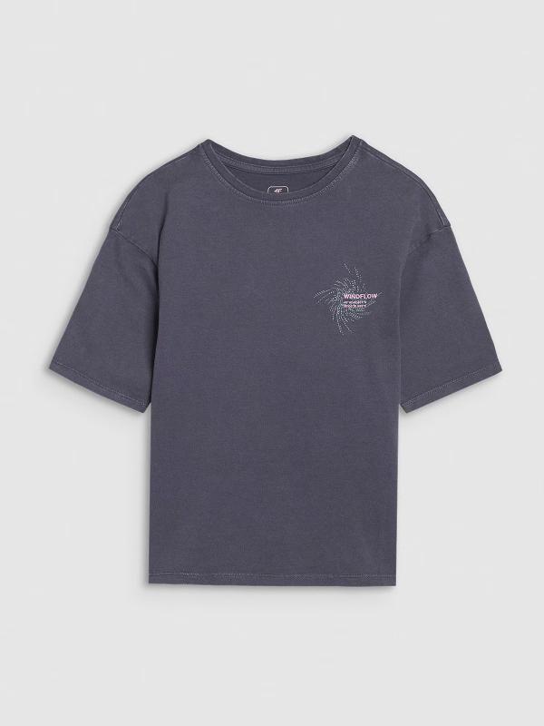 4F koszulka bawełniana t-shirt dla dziewczynki 4FJWSS25TTSHF1853 szary (158)