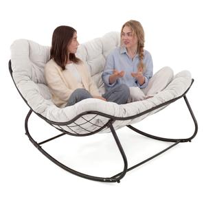 Ogrodowa sofa, fotel bujany, poduszka jasny beż #210 | OUTLET
