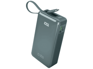 Powerbank SBS 10000mAh z wbudowanym kablem USB-C Cyjan