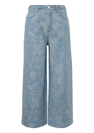 Dżinsy Suri culotte / regular fit / wysoki stan / szeroka nogawka / wykonane z denimu żakardowego