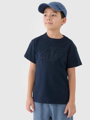 4F koszulka bawełniana t-shirt dla chłopca 4FJWMM00TTSHM2331 granatowa (158)
