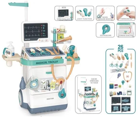 ZESTAW DOKTORA LEKARZA WÓZEK EKG RTG STACJA MEDYCZNA INTERAKTYWNY ZESTAW