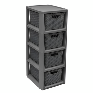 Regał z koszykami rattan BQ-1726 4 x 7 l antracyt