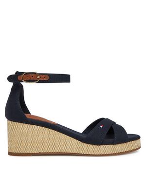Tommy Hilfiger Sandały Flag Criss-Cros Mid Wedge Espad FW0FW08481 Granatowy