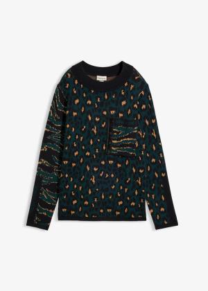Sweter z cienkiej dzianiny ze zwierzęcym nadrukiem