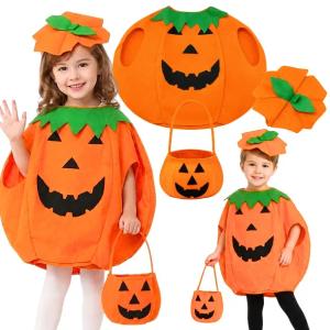 Strój DYNIA Kostium Uniwersalny PONCZO CZAPKA TOREBKA Przebranie Halloween