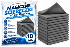 10x ŚCIERKA MAGICZNA BEZSMUGOWA DO MYCIA SZYB OKNA BEZ SMUG 10 SZT.