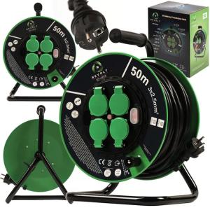 PRZEDŁUŻACZ METALOWY BUDOWLANY GRUBY OGRODOWY BĘBNOWY 50M 3X2,5MM IP44