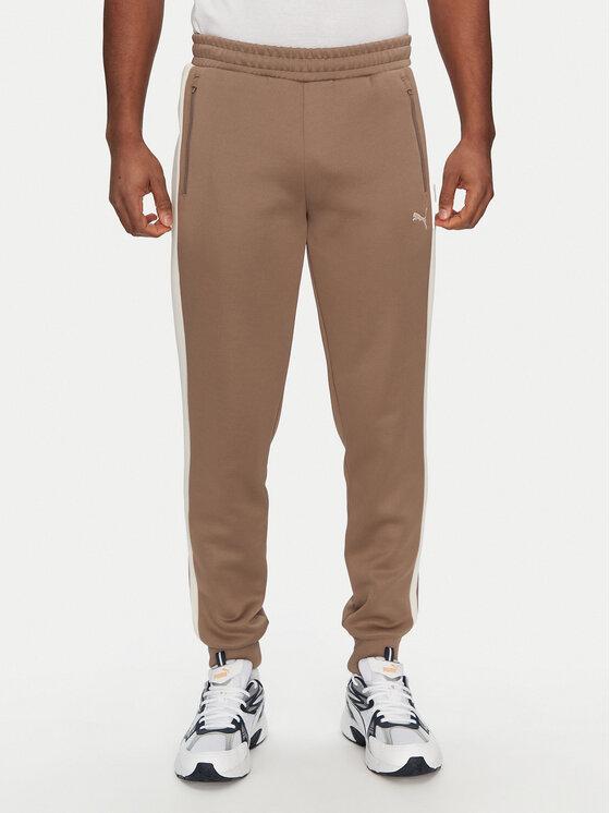 Puma Spodnie dresowe T7 Always On 629588 Brązowy Regular Fit