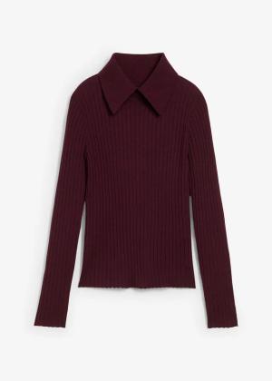Prążkowany sweter z wełny merino