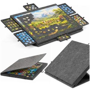Tablica do układania na 1000 puzzli, 6 szuflad, mata składana, filcowa podk