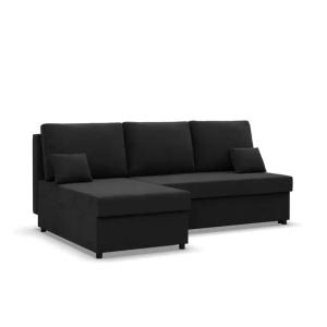 Narożnik Rozkładany z Funkcja Spania Sofa Narożna do Salonu Czarna Kemi
