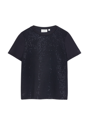 T-shirt z mieszanki materiałów z cekinami