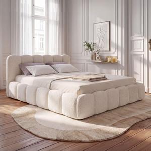 Łóżko tapicerowane SF1109 | 160x200 | Boucle | Ecru #33