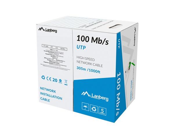 Lanberg Kabel LAN UTP 100Mb/s 305m drut cca zielony