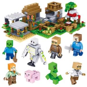 Minecraft DUŻA WIOSKA FARMA klocki prezent