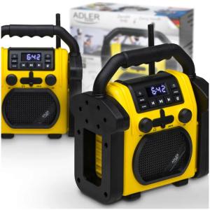 Radio Budowlane Bluetooth 10W IPX54 Zasilanie Sieciowe Baterie AUX