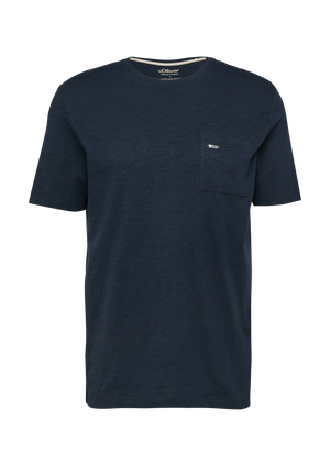 T-shirt o strukturze przędzy płomieniowej z kieszenią na piersi