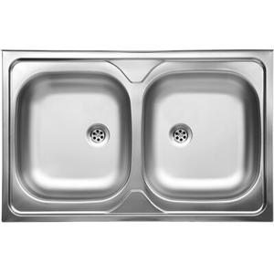 Zlewozmywak 50 nakładany 2-komorowy 50 x 80 cm stalowy Kuchinox SK5_020T