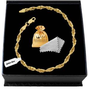 BRANSOLETKA DAMSKA ZŁOTA POZŁACANA GRUBA KORDEL 16cm/3mm SREBRO 925+GRATISY