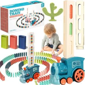 KOLEJKA POCIĄG LOKOMOTYWA AUTOMATYCZNA CIUCHCIA UKŁADAJĄCA KLOCKI DOMINO