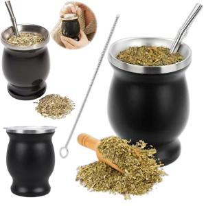 KUBEK DO YERBA MATE TERMICZNY 355ml ZESTAW CZYŚCIK POKRYWKA DWIE SŁOMKI