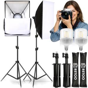 2X ZESTAW FOTOGRAFICZNY 2X LAMPA FOTOGRAFICZNA + STATYW + SOFTBOX 50X70cm