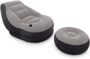 Materac jednoosobowy fotel z poduszką INTEX 68564 130 x 99 x 76 cm szary