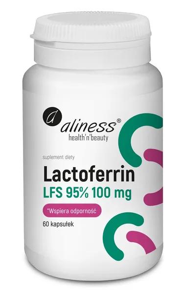 Lactoferrin LFS 95% 100mg Laktoferyna Bydlęca z Witaminą C Aliness 60 kaps.