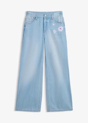 Jeansy wide leg, średni stan