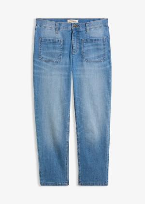 Jeansy o kroju slim, high waist, cropped