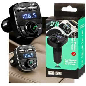 Transmiter samochodowy FM BLUETOOTH 2 porty ładowania USB MP3/WMA KLASYK