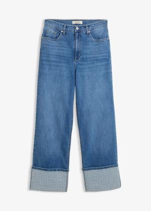 Dżinsy straight, high waist z podwiniętymi nogawkami