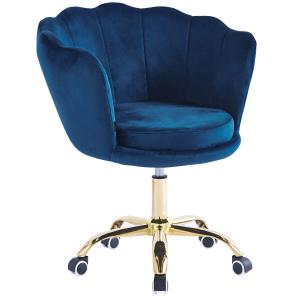 Krzesło obrotowe muszelka DC-6099S granatowy welur, nogi złote | OUTLET