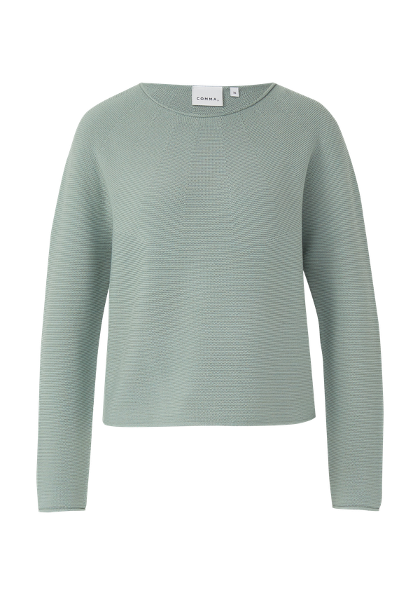 Fakturowany sweter z dzianiny z rolowanym brzegiem