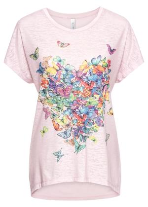 T-shirt z nadrukiem w motyle