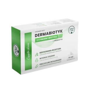 Aura Care CZYSTA SKÓRA Dermobiotyk z cynkiem i biotyną + prebiotyk 30 kaps.