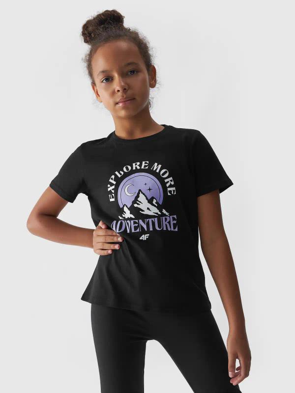 4F JUNIOR T-shirt dziewczęcy bawełniany F1548 czarny (140)
