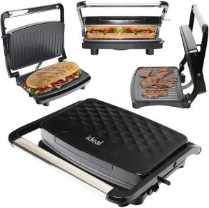 GRILL ELEKTRYCZNY KONTAKTOWY OPIEKACZ TOSTER DO KANAPEK PANINI MOCNY 1600W