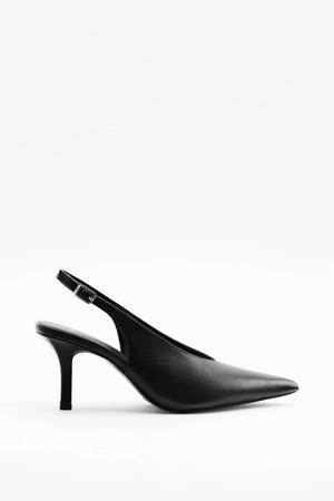 Slingbacki ze skóry na obcasie