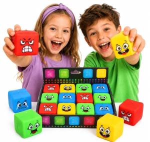 Zestaw 4 Gniotków Antystresowych Kostki Emocji 4w1 Sensoryczne Dla Dzieci