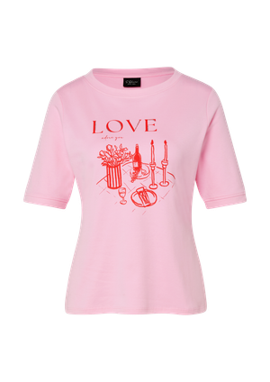 T-shirt z kamieniami szlachetnymi i nadrukiem z przodu