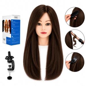 Główka fryzjerska treningowa Jessica brąz 55 cm włos naturalny + uchwyt