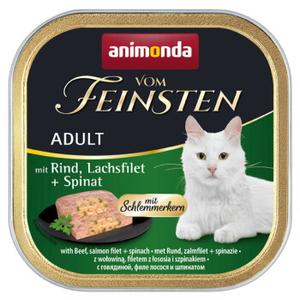 animonda Vom Feinsten mokra karma dla kota, Adult, z pysznym nadzieniem Wołowina, filet z łososia i szpinak 32x100 g