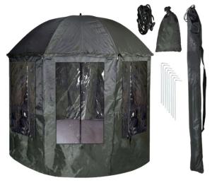 NAMIOT PARASOL WĘDKARSKI PEŁNY Z OSŁONĄ OKNAMI TURYSTYCZNY 240CM POKROWIEC